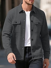 Per uomo Giacca a nido d'ape Giacca Camicia Giacca Casual Vacanza Quotidiano Traspirante Jacquard Tasca Primavera Autunno Semplice Moda Classico Bavero Regolare Nero Bianco Cachi Verde militare economico Giubbotti Casual-Per uomo Giacca a nido d'ape Giacca Camicia Giacca Casual Vacanza Quotidiano Traspirante Jacquard Tasca Primavera Autunno Semplice Moda Classico Bavero Regolare Nero Bianco Cachi Verde militare