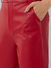 economico gamba larga e vita alta-Per donna Gamba larga Pantaloni Eleganti Streetwear Casual Lunghezza intera Naturale Semplice Tasca Elastico in vita Confortevole Ferie Abbigliamento quotidiano Weekend Nero Rosso Autunno Vestibilit