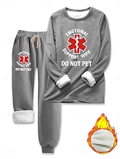 abordables Ensembles deux pièces-Femmes Élégant Chaud Mode Ensembles deux pièces Survêtement Ensembles de Pantalons manche longue Manche Évêque Col ras du cou Col rond Graphique Lettre Imprimé Extérieur Vacances Quotidien Noir Rose