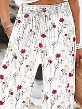 economico gamba larga e vita alta-Per donna Gamba larga Pantaloni Pantaloni Palazzo Moda Boho Lunghezza intera Vita Alta Fiore Coulisse Elastico in vita Stampato Traspirabilità Confortevole Streetwear Abbigliamento quotidiano Uscire