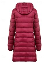 abordables Doudounes-Femmes Doudoune Manteau Chaud Confortable Fermeture éclair Avec Poches Mode Uni Fête Décontracté Quotidien Week-end Fermeture éclair Long À capuche Coupe régulière manche longue Vêtements d&#039;extérieur