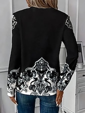 economico T-shirt Boho-Per donna Maglietta Pizzo Traforato Grafico Piante Moda Elegante Casual Manica Lunga Girocollo Scollo a V Top Regolari Quotidiano Blu Bianco Rosa Viola Verde Primavera Autunno