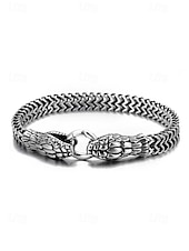 billige Halloween-tilbehør-Halloween-armbånd med slangehode til herre – gotisk punk-kjede i rustfritt stål med armbåndsmykker til fester, cosplay og uteliv