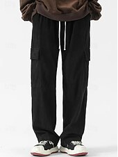 お買い得  スウェットパンツ-マルチパック 2個 男性用 ブラック+ブラウン スウェットパンツ コーデュロイパンツ ズボン ドローストリング 弾性ウエスト 平織り バケーション デイリーウェア ポリエステル 春