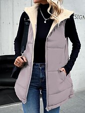 billige Dunvester-Dame Fleece-jakke Fleecevest Teddyfrakk Hold Varm Pustende Glidelås Lomme Fleece Lined Fritid عادي Feriereise Gate Dagligdagstøy Ut på byen Glidelås Normal Hettegenser Normal Ermeløs Yttertøy Gr