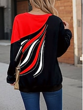 economico Felpe a Strisce e Geometriche-Per donna Felpa Pullover Felpe con cerniera Cerniera Stampato Grafico Geometrico Astratto Moda Casual Manica Lunga Girocollo Top Regolari Streetwear Abbigliamento Quotidiano Blu Rosso Viola Verde
