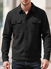 Per uomo Giacca a nido d'ape Giacca Camicia Giacca Casual Vacanza Quotidiano Traspirante Jacquard Tasca Primavera Autunno Semplice Moda Classico Bavero Regolare Nero Bianco Cachi Verde militare economico Giubbotti Casual-Per uomo Giacca a nido d'ape Giacca Camicia Giacca Casual Vacanza Quotidiano Traspirante Jacquard Tasca Primavera Autunno Semplice Moda Classico Bavero Regolare Nero Bianco Cachi Verde militare