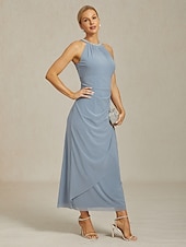 levne Party šaty-Dámské Maxi šaty Plášťové šaty Elegantní Večírek koktejl Pevná barva Bez rukávů Tričkový Dusty modrá Léto
