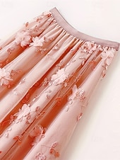 preiswerte Chiffon -Röcke-Damen Rock Schwingend Gazeröcke Mode Lässig Midi Mittlere Hüfthöhe Röcke Blumen Tüll Fließend Mikroelastisch Urlaub Straße Schwarz Weiß Rosa Grau Frühling Polyester