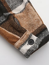 economico Giubbotti Casual-Per uomo Giacca Camicia Giacca Casual Vacanza Quotidiano Calore Termico Tasca Primavera Autunno Plaid Moda Classico Bavero Regolare Grigio scuro Giallo Arancione Grigio chiaro Rosé Giacca