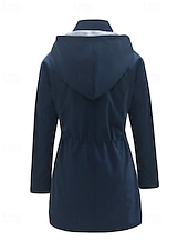baratos jaqueta ativa-Mulheres Casaco com capuz Jaquetas de chuva impermeáveis Capas de chuva Manter Quente Confortável Zíper Bolsos Ao ar livre Casual Tecido Para Noite Casual / Diário Zíper Padrão Com Capuz Normal Manga