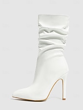 levne Slouch Boots-Dámské červené lakované kotníkové boty na jehlovém podpatku z umělé kůže se zapínáním na zip - stylová obuv na podpatku pro každodenní nošení, do nočních klubů i na diskotéku