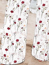 economico gamba larga e vita alta-Per donna Gamba larga Pantaloni Pantaloni Palazzo Moda Boho Lunghezza intera Vita Alta Fiore Coulisse Elastico in vita Stampato Traspirabilità Confortevole Streetwear Abbigliamento quotidiano Uscire