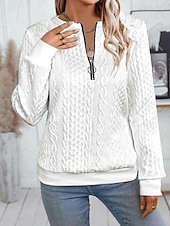 economico Felpe e Sweatshirt Texturizzati-Per donna Felpa con texture Felpe Felpe con cerniera Semplice Streetwear Casual Comodo Manica Lunga Collo Alto Top Regolari Streetwear Ferie Uscire Zip a un quarto Bianco Rosa Vino Rosa scuro Blu
