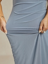 levne Party šaty-Dámské Maxi šaty Plášťové šaty Elegantní Večírek koktejl Pevná barva Bez rukávů Tričkový Dusty modrá Léto