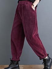 abordables pierna ancha y cintura alta-Mujer Chinos Vacaciones Moda Casual Longitud total Alta cintura Plano Bolsillo Cintura elástica Confortable Suave Cómodo Microelástico Exterior Calle Negro Morado Verde Trébol Café Primavera Otoño