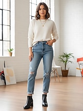 baratos Botas de tornozelo-Botas femininas de cano curto com detalhes em pérolas - botinhas curtas de salto bloco e estilo urbano chique para looks casuais e de rua da moda