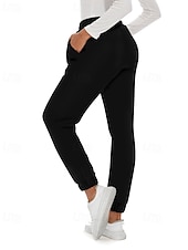 abordables Pantalones de pierna recta-Mujer Pantalones de lana Persona que practica jogging pantalones Ropa de calle Casual Longitud total Cintura Media Plano Bolsillo Diseño de cordón elástico Cómodo Calle Ropa Cotidiana Fin de semana