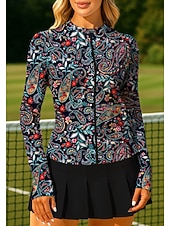 abordables Camisa de Mujer-Mujer Unisexo Cachemir Tops Camisa deportiva Camiseta de tenis Top de tenis Manga Larga Cremallera Floral UPF50+ Resistente a los rayos UV Alta elasticidad Dispersor de humedad Transpirable Voleibol