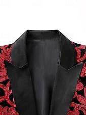economico Blazer Classici da Uomo-Per uomo Blazer Cocktail party Ricevimento di matrimonio Moda Casual Primavera Autunno Poliestere Floreale Tasca Bottoni Confortevole Monopetto Giacca Rosso