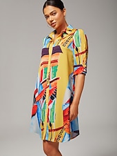 halpa Mekot-satiini taiteellinen asetelma print maxi paita mekko