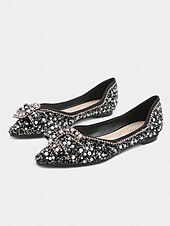 cheap Women's Flats-Women's Green Rhinestone Pearl Flats - Pointed Toe Slip-On Dress Shoes with Buckle Detail for Cocktail Parties &amp; Evening Events