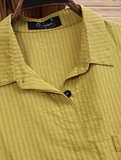 abordables Tops à Rayures et Géométriques pour Femmes-Femmes Chemise Chemisier Rayé Moderne Occasionnel manche longue Col de chemise Hauts Réguliers Quotidien Fête Sortir Boutons Jaune Vert Automne