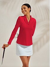olcso Póló és Quarterzip-Női POLO trikó Fekete Fehér Rózsaszín Hosszú ujj Ing Női golffelszerelések ruhák ruhák, ruházat
