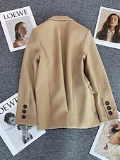 billiga Blazers och kostymer-Dam Kavaj Bekväm Andningsfunktion Ficka Ledigt Slät Kontor Gata Ledigt Dagliga kläder Enkelknäppt Normal Nedvikt Normal Långärmad Ytterkläder Svart Rodnande Rosa Kaki Sommar Vår