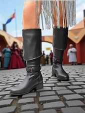 baratos Botas de montaria-Botas femininas conversíveis acima do joelho com cano dobrável, estilo casual retrô, design versátil para o dia a dia urbano