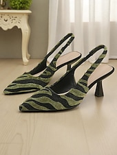 cheap Stiletto Heels-Women&#039;s Zebra Print Faux Fur Slingback Kitten Heels – Trendy Pointed Toe Dress Shoes for Daily Fashion, Work and Casual Chic Outfits