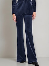 economico Pantaloni e gonne da completo-Tuta / Completo Pantalone Abito da cerimonia per signora Elegante Colletto a Camicia Lunghezza al pavimento Velluto Chiffon Elasticizzato Manica Lunga con Bottoni Tinta unita 2025