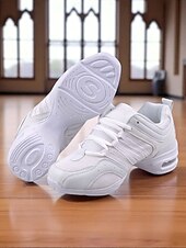abordables Baskets de danse-Baskets de danse jazz en maille rouge et noire pour femmes avec semelle fendue, design léger et respirant - chaussures d&#039;entraînement professionnelles pour le hip-hop, la zumba et l&#039;entraînement de