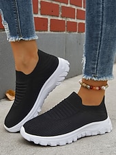 levne Dámské tenisky-Dámské růžové flyknit nazouvací tenisky s bílou podrážkou – ležérní lehká vycházková obuv na fitness, cestování i každodenní nošení