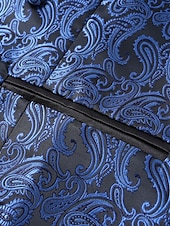 お買い得  メンズベスト-男性用 ベスト チョッキ ジレ バケーション パーティー ビジネス ファッション カジュアル 春 秋 ポケット ボタン ポリエステル 快適 ペーズリー シングルブレスト 一つボタン ピークドラペル レギュラー ロイヤルブルー ベスト