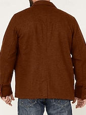 baratos Jaquetas Casuais-Homens jaqueta leve Jaqueta Carga Jaqueta casual Férias Diário Manter Quente Bolsos Outono Inverno Tecido Moda Clássico Lapela Padrão Preto Marron Cinzento Escuro Casaco