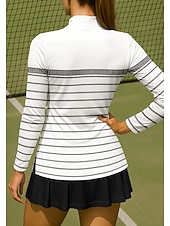 abordables Camisa de Mujer-Mujer Geométrico Rayas Camisas Camisa deportiva Camisas de polo Camiseta de tenis Manga Larga Cremallera Floral UPF50+ Resistente a los rayos UV Alta elasticidad Dispersor de humedad Transpirable