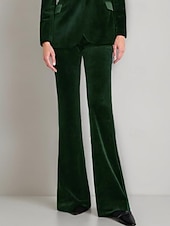 economico Pantaloni e gonne da completo-Tuta / Completo Pantalone Abito da cerimonia per signora Elegante Colletto a Camicia Lunghezza al pavimento Velluto Chiffon Elasticizzato Manica Lunga con Bottoni Tinta unita 2025