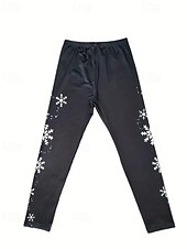 baratos -Mulheres Calças Leggings Roupa de rua Casual Comprimento total Cintura Alta Floco de Neve Cintura elástica Imprimir Respirabilidade Confortável Com Stretch Férias Rua Roupa Diária Preto Primavera