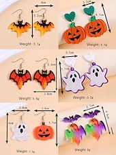 billige Halloween-tilbehør-Halloween-øredobber til dame – øredobber i akryl med gresskar, spøkelse, flaggermus og edderkopp til fest, cosplay og festlige kostymesmykker.
