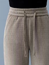 halpa Suorat Housut-Naisten Vakosamettihousut Housut Suora Katutyyli Vapaa-aika Täyspitkä Luonnollinen Tavallinen Joustava kiristysnauhan suunnittelu Mukava Katu Pyhäpäivä Viikonloppu Tumma harmaa Musta Khaki Syksy