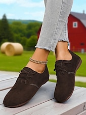 baratos Sapatilhas e Mocassins de mulher-sapatilhas casuais femininas marrons com cadarço – sapatos leves e largos para caminhadas no campo, marrons e uso diário