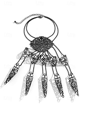 billige Halloween-tilbehør-Halloween gotisk fingerkloarmbånd til dame – vintage filigran metallhåndsmykke med kjedeledd til kostymefester, cosplay og heksestil