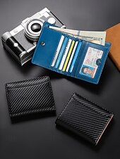Недорогие Кошельки-Мужской кожаный кошелек с блокировкой RFID, большой вместимостью – тонкий двухстворчатый держатель карт с 7 отделениями для карт, окошком для удостоверения личности, отделением для наличных и карманом для монет на молнии для повседневного ношения и путеше