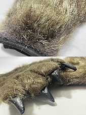 preiswerte Halloween-Zubehör-Werwolf-Krallenhandschuhe für Herren – Halloween-Handschuhe aus Kunstpelz und Leder mit spitzen Krallen, perfekt für Halloween-Kostüme und Partys