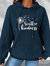 tanie Paski i geometryczne bluzy z kapturem-Damskie Z kapturem Kwiaty Graficzny Codzienny Długi rękaw Kaptur Zwykłe topy Ulica Na co dzień Codzienny Kieszeń Nadruk Biały Ciemnoniebieski Szary Jesień Zima