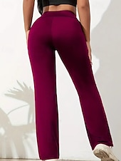 Недорогие широкие ноги и высокая талия-Жен. Брюки Прямой силуэт Уличный стиль На каждый день Полная длина Средняя талия Полотняное плетение Карман Эластичная талия Мягкий Для улицы Праздники выходные