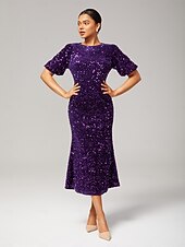 levne Party šaty-velurové flitry s nabíraným rukávem třpytivé elegantní maxi šaty