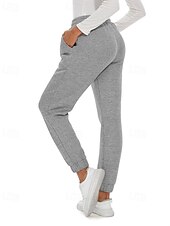 abordables Pantalones de pierna recta-Mujer Pantalones de lana Persona que practica jogging pantalones Ropa de calle Casual Longitud total Cintura Media Plano Bolsillo Diseño de cordón elástico Cómodo Calle Ropa Cotidiana Fin de semana