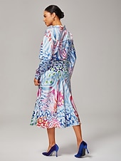 preiswerte Blusen-Damen Aquarell Leopardenmuster Satin lockeres kurzes Hemd mit überschnittenen Schultern Hemdkragen elegant stylisch lässig kräftiger Druck tägliche Arbeit Herbst